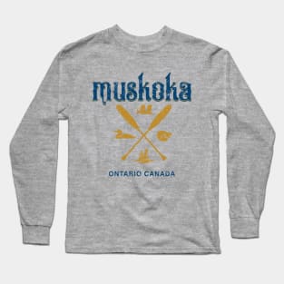 Muskoka Crossed Paddles (Rough Textured) Long Sleeve T-Shirt